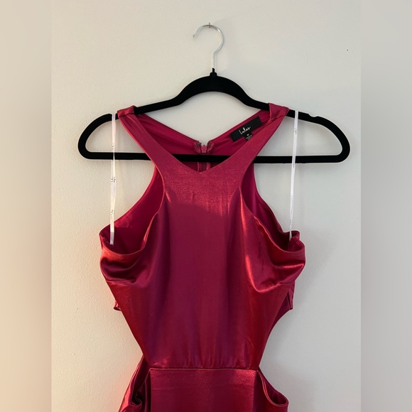 “Just as Gorgeous Magenta Satin Halter Cutout Maxi Dress” - Lulus size M - Picture 5 of 8